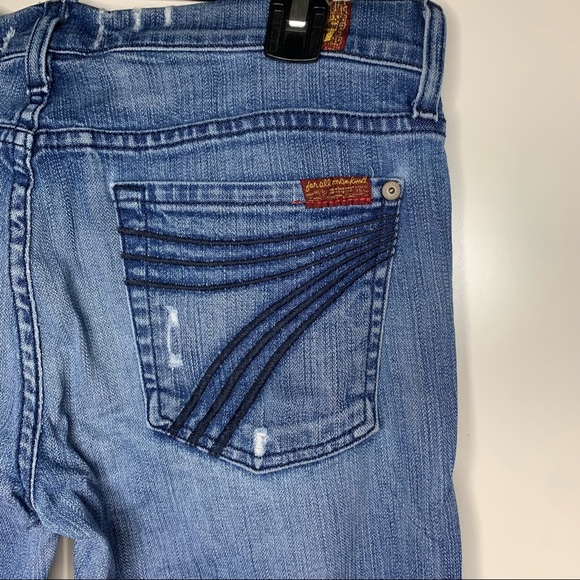 7 for All Mankind Bermuda Denim Shorts Crop Dojo Jeans - Picture 11 of 16